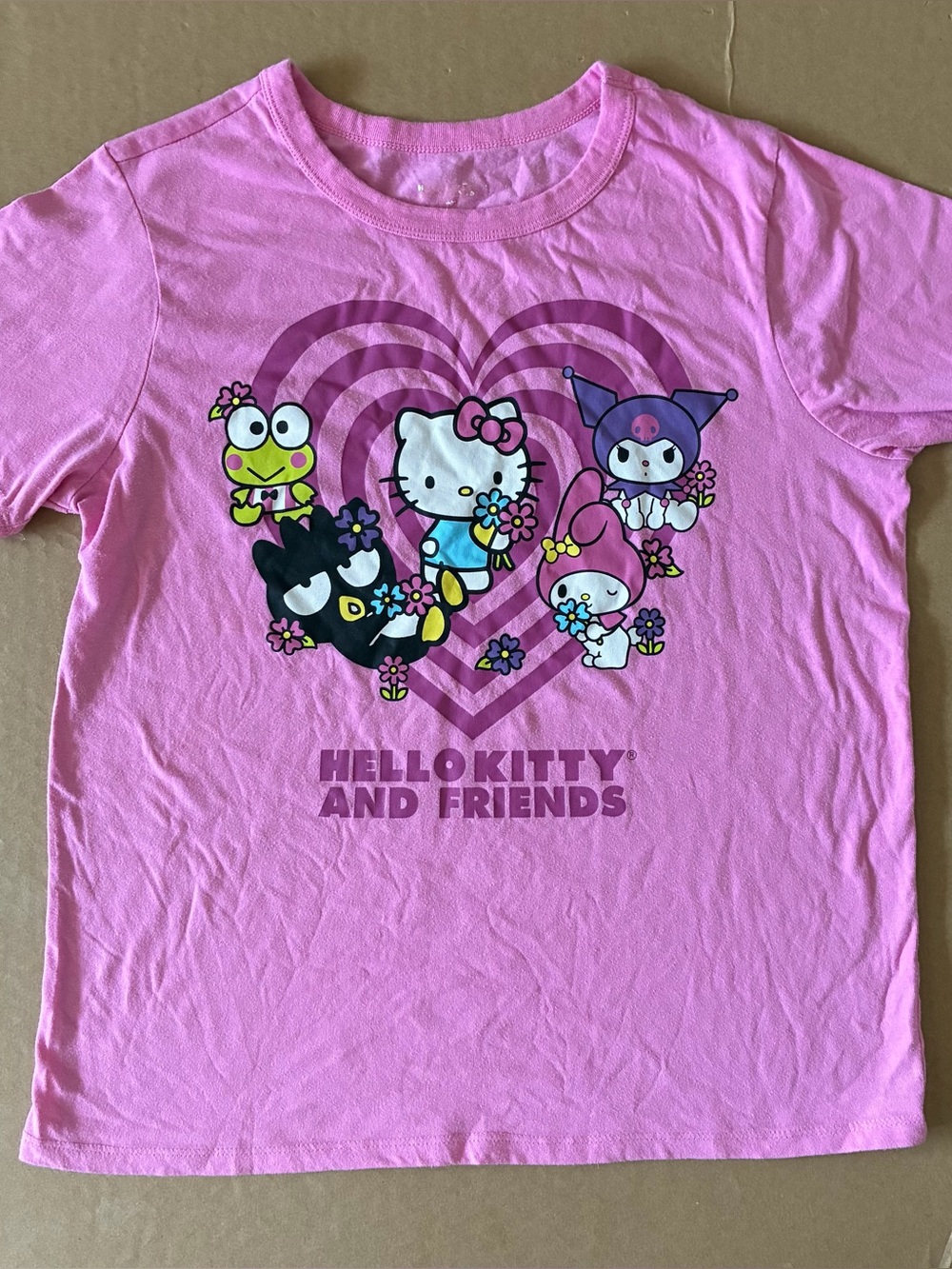 Hello Kitty and Friends Pink Graphic T-shirt Medium Hello Kitty Keroppi Kuromi